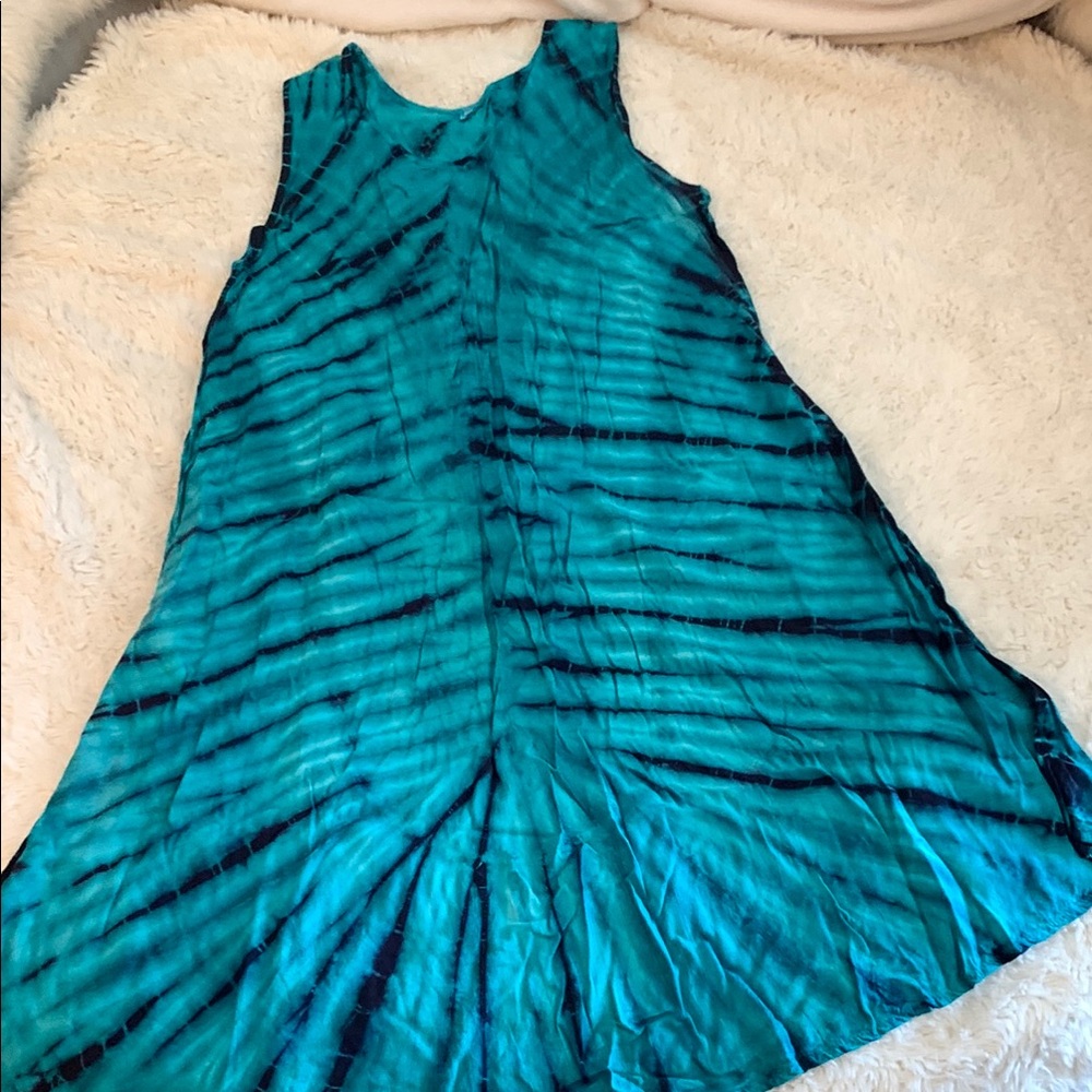 Green/ Black Tie Dye Sleeveless Midi Sundress